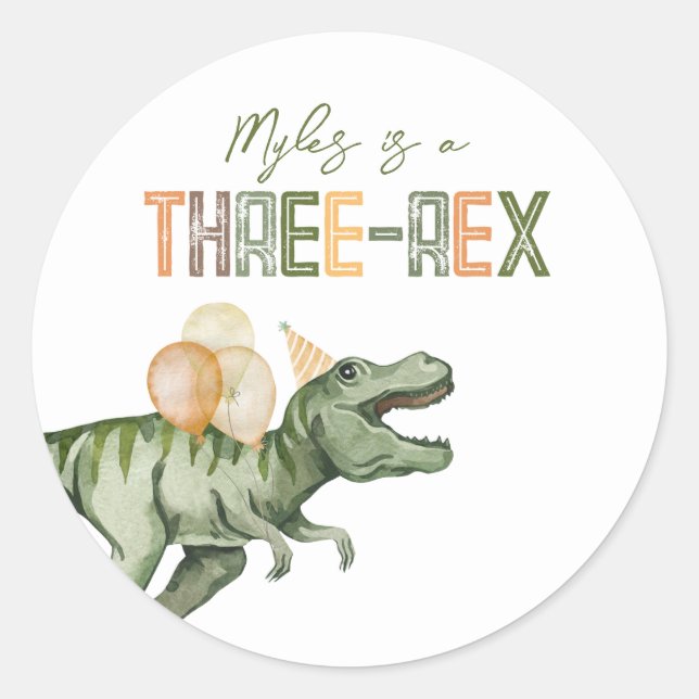 Three-Rex Party Stickers  (Front)