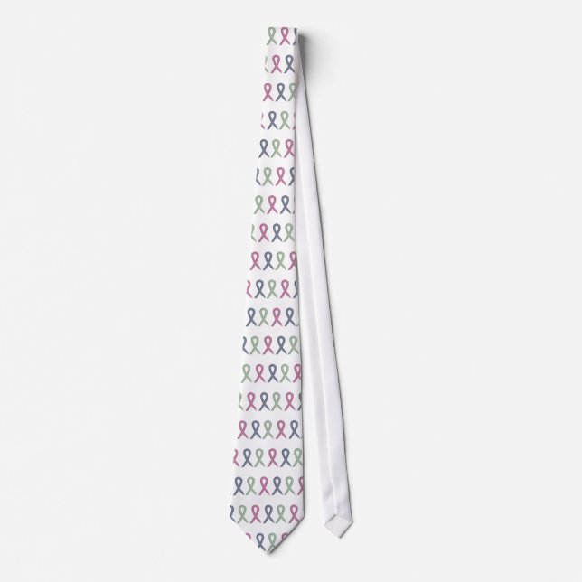 Three Ribbons Breast Cancer Awareness Tie (Front)