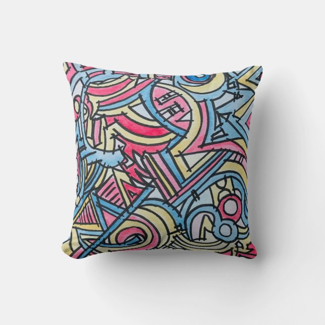 Three Ring Circus-Modern Geometric Art Cushion (Front)