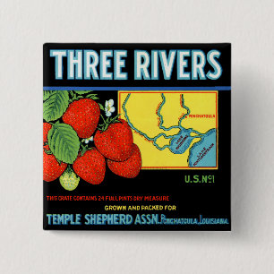 Three Rivers Strawberries 15 Cm Square Badge
