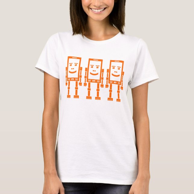 Three Robo Phones - Orange T-Shirt (Front)