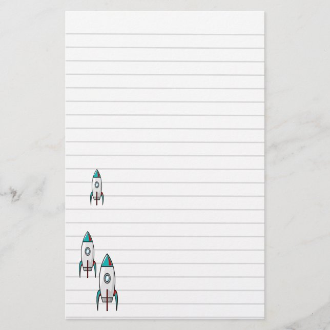 Three Rocket Ships And Lines Stationery (Front)