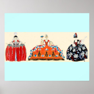 THREE ROCOCO LADIES,BEAUTY,FASHION COSTUME DESIGN POSTER