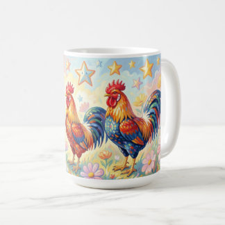 Three roosters coffee mug