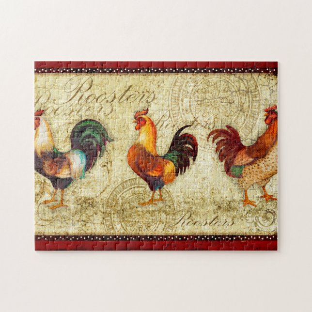 Three Roosters Jigsaw Puzzle (Horizontal)