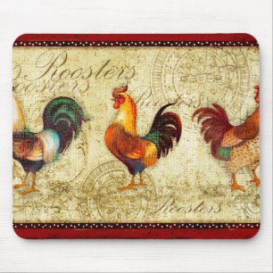 Three Roosters Mouse Pad