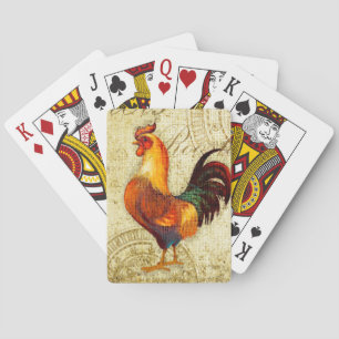 Three Roosters Playing Cards