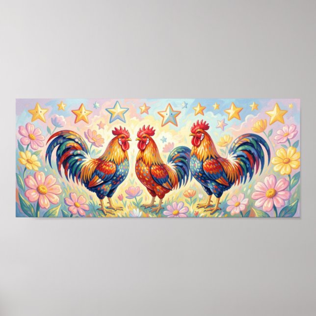 Three roosters poster (Front)