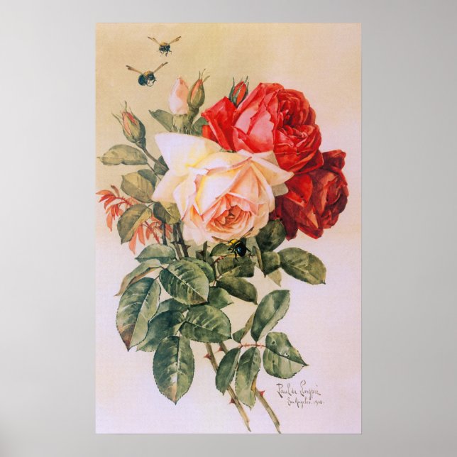 Three Roses Vintage Poster (Front)