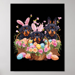Three Rottweiler Easter Rottweiler Easter Egg Poster