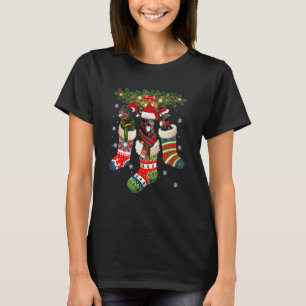 Three Rottweiler In Sock Christmas Santa X Mas Dog T-Shirt