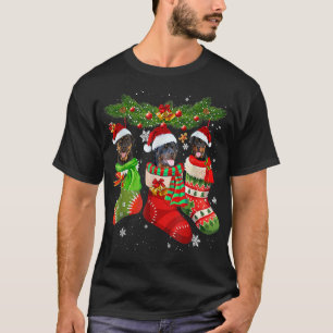 Three Rottweiler In Sock Christmas Santa Xmas T-Shirt