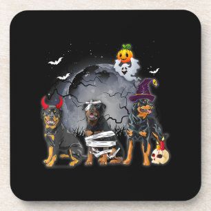 Three Rottweilers Satan Witch Mummy Halloween Cost Coaster