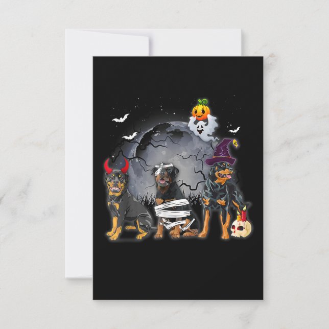 Three Rottweilers Satan Witch Mummy Halloween Cost RSVP Card (Front)