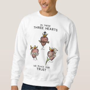 Three Sacred Hearts of Jesus Mary Joseph, JMJ, Cat Sweatshirt