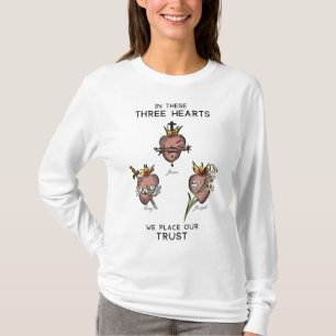 Three Sacred Hearts of Jesus Mary Joseph, JMJ, Cat T-Shirt