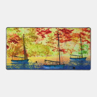 Three Sailboats Autumn Sky Fall Scene