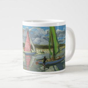 Three Sailboats Bray Dunes France Large Coffee Mug