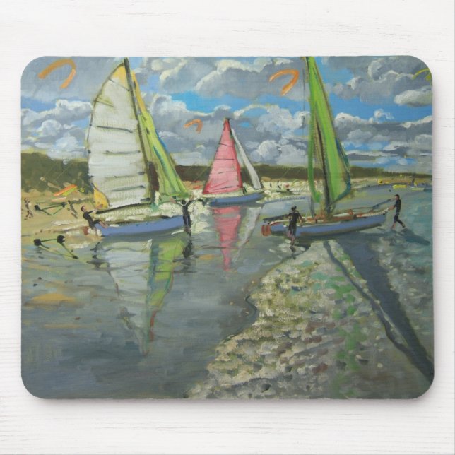 Three Sailboats Bray Dunes France Mouse Pad (Front)