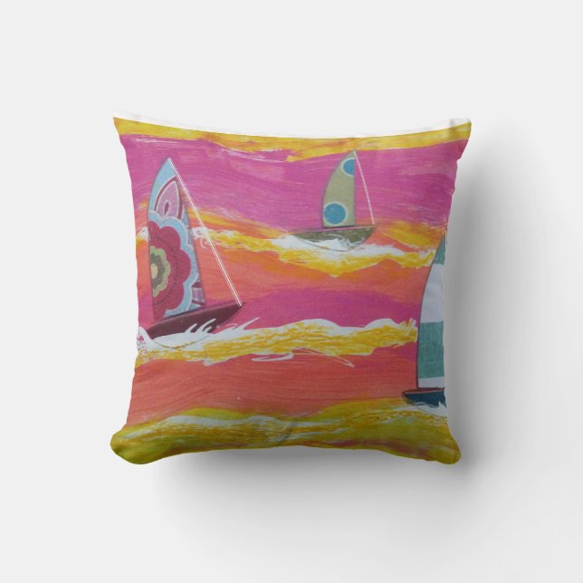 Three Sailboats  Cushion (Front)