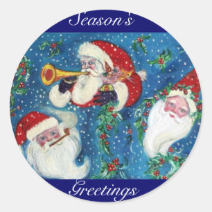 THREE SANTA CLASSIC ROUND STICKER