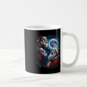 Three Santa Claus Moon Howling Funny Christmas Hol Coffee Mug