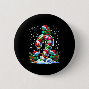 Three Santa Peas On Candy Cane Christmas Kids Todd 6 Cm Round Badge