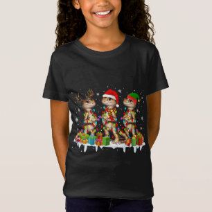 Three Santa Reindeer Elf Bearded Dragon Christmas T-Shirt