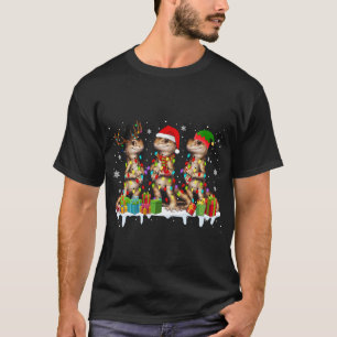 Three Santa Reindeer Elf Bearded Dragon Christmas  T-Shirt