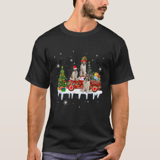 Three Santa Reindeer Elf St Bernards On Xmas Picku T-Shirt