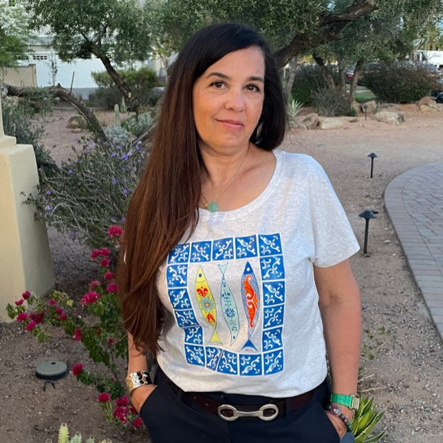 Three Sardines + Blue Tile  Tri-Blend Shirt (The artist behind the art :)
(T-shirt style may be different than listing))