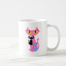 Three Sassy Retro Cats Cute Illustration