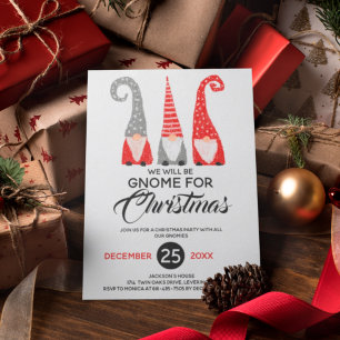 Three Scandinavian Gnomes Christmas Party Invitation