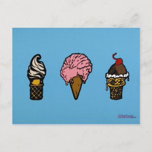 "THREE SCOOPS" POSTCARD