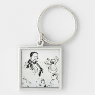 Three self portraits and profiles key ring
