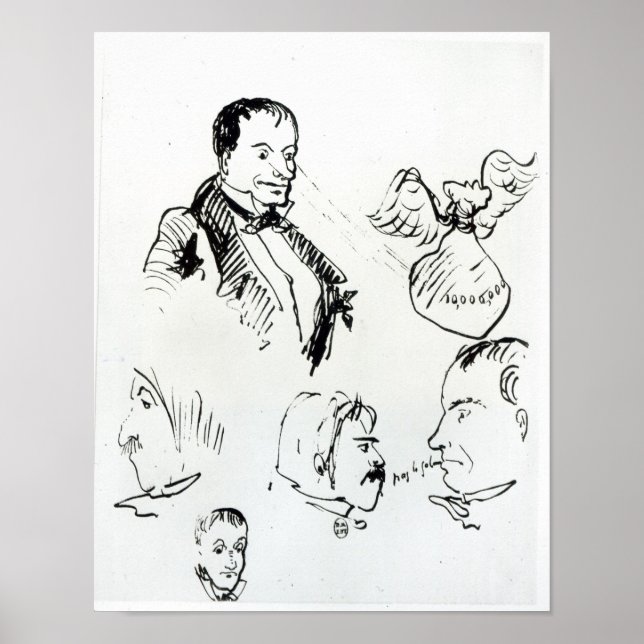 Three self portraits and profiles poster (Front)