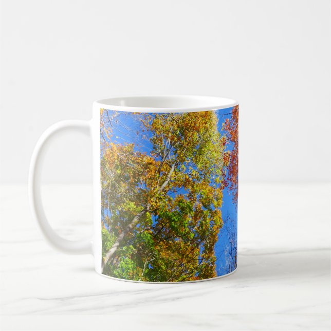 Three Shades of Colourful Fall Maple Trees Coffee Mug (Left)