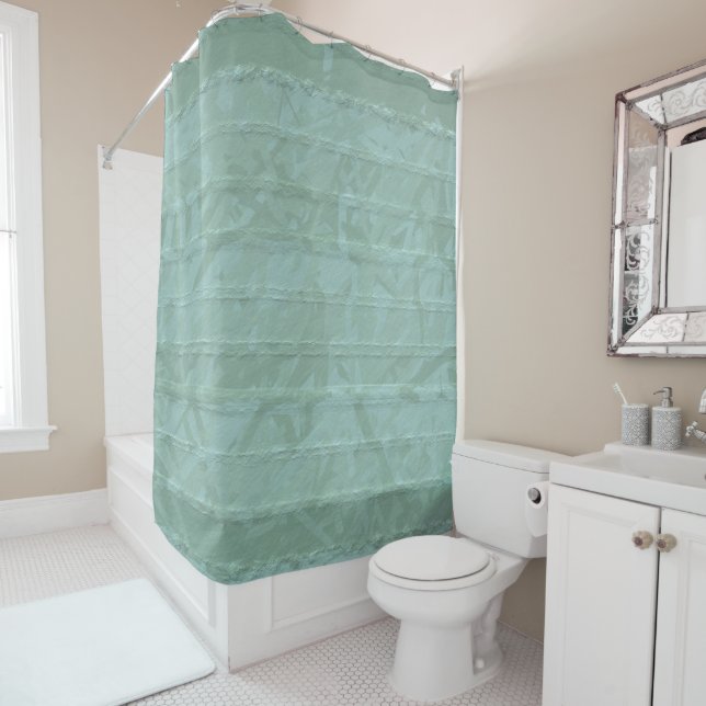 Three Shades of Green Movement Shower Curtain (In Situ)