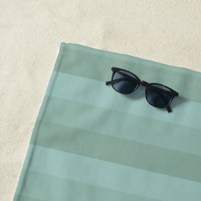 Three Shades of Green Stripes Beach Towel (In Situ)