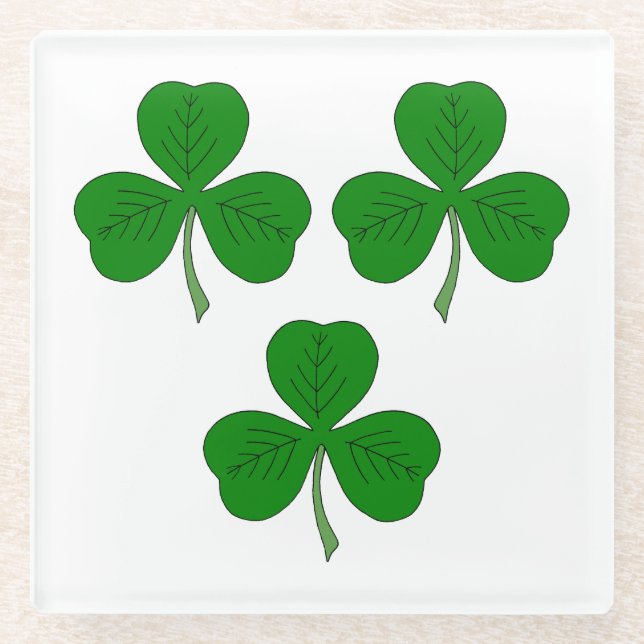 Three Shamrocks Glass Coaster (Front)