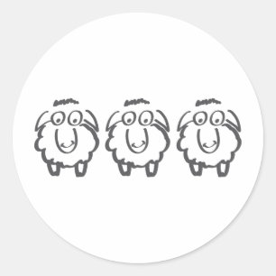 three sheeps classic round sticker