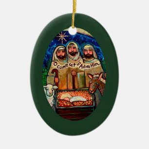 Three Shepherds, O Come Let Us Adore Him ornament
