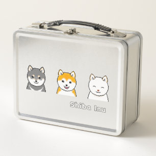 Three Shiba Inu Dogs With Different Coat Colors Metal Lunch Box
