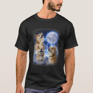 Three Shiba Inu Moon 3 Doge Funny Cute Dog Meme Pa T-Shirt