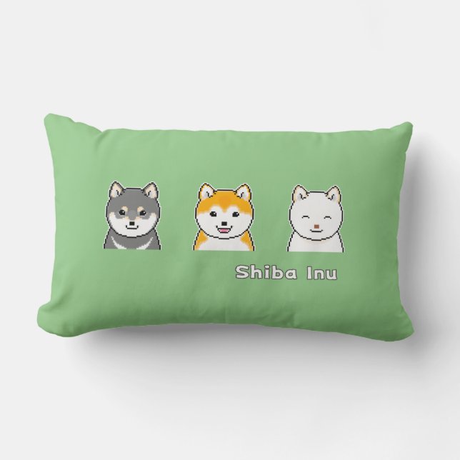 Three Shiba Inus With Different Coat Colours Lumbar Cushion (Front)