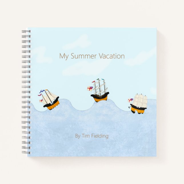 Three Ships at Sea Custom Kid's Journal (Front)