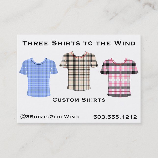 Three Shirts to the Wind Business Card (Front)