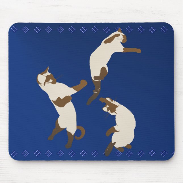 Three Siamese Cats At Play Mousepad (Front)