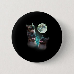 Three Siamese Cats Howl At The Moon Funny Hallowee 6 Cm Round Badge