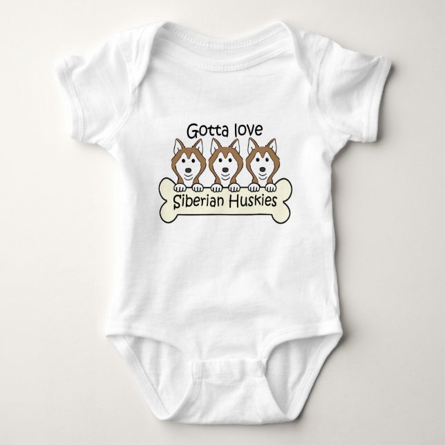 Three Siberian Huskies Baby Bodysuit (Front)